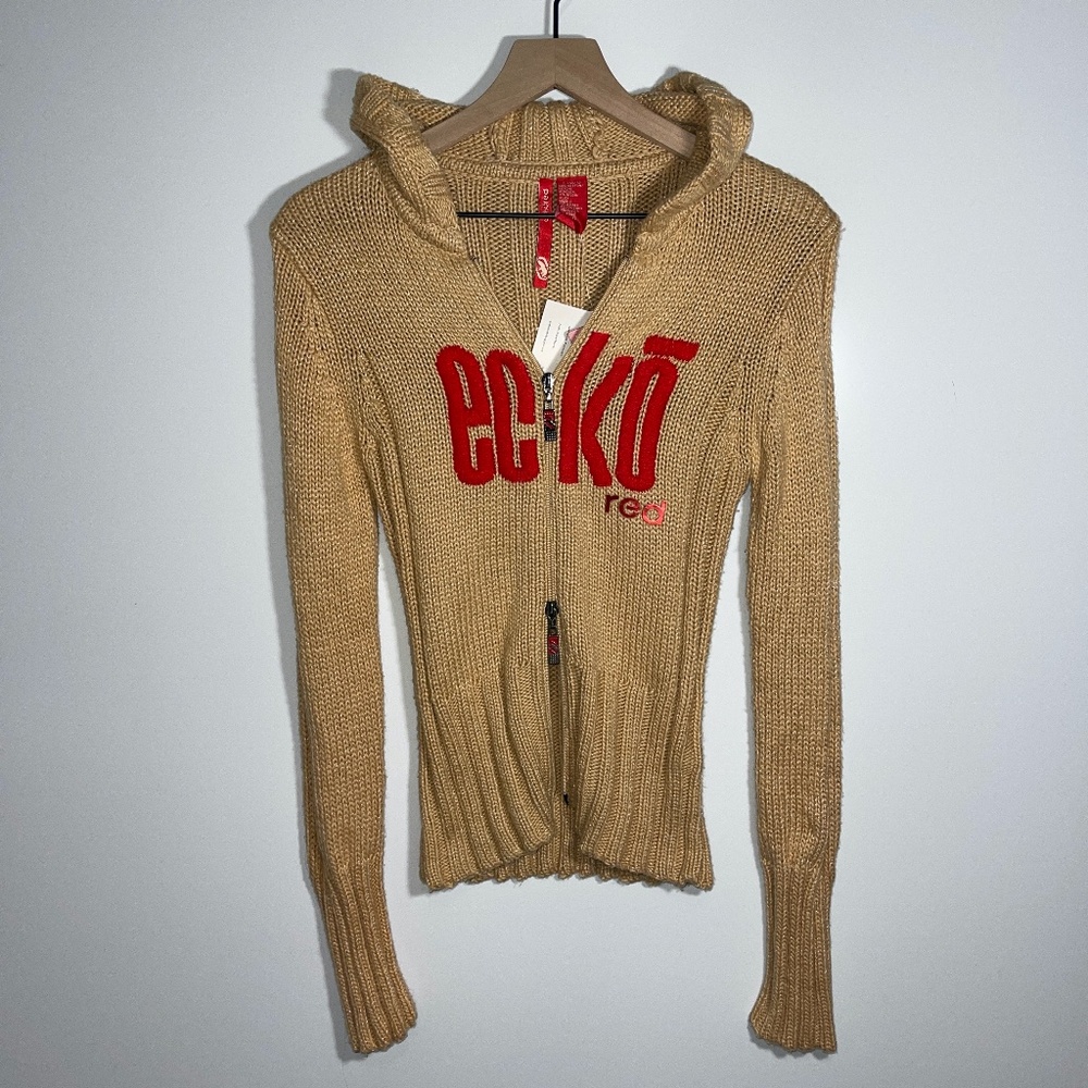 eckored by echo unltd NWT honey metallic color hooded sweater jacket Size Large‎